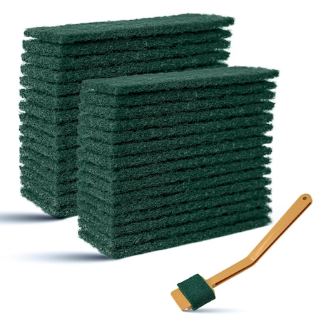 Kleen Handler EZ Scrub Deli Slicer Tool & 60 Disposable Scrub Pads Combo, Safe, Reusable, Efficient Cleaning KHHD-SCTSSP-BGR-1